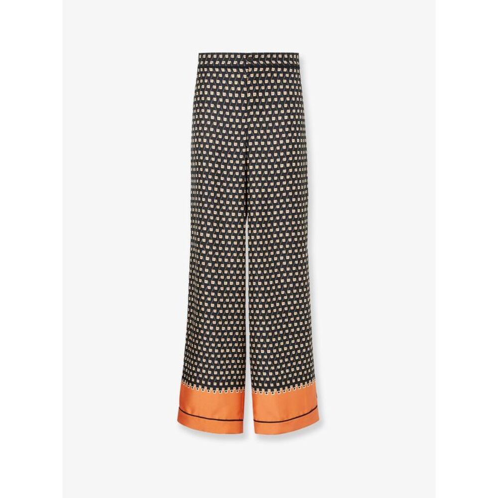 Fendi Women Printed Black Silk Pajamas Trousers